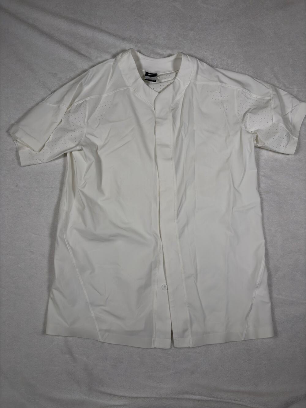 Nike Baseball Jersey Mens Large White Dri Fit Button Front Short Sleeve